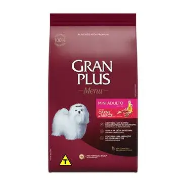 Ração Gran Plus Menu Cão Adulto Mini Carne e Arroz 15Kg